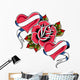 Heart and Rose Ribbon Wall Mural