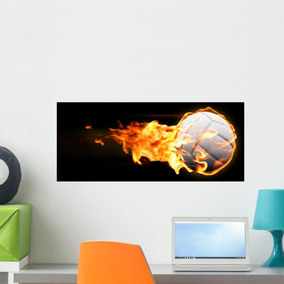 Volleyballfire shown on a wall