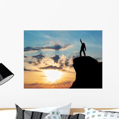 Man Top Mountain Wall Decal shown on a wall
