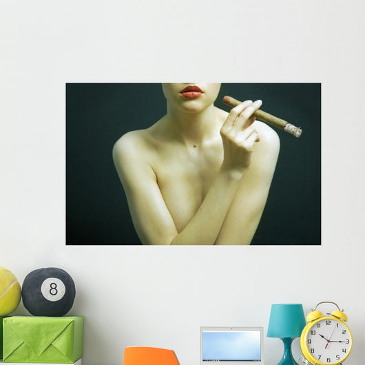 Elegant Smoking Woman Wall Decal