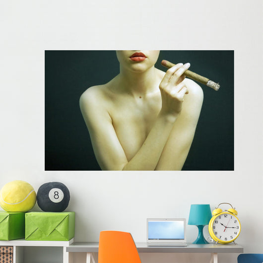 Elegant Smoking Woman Wall Decal