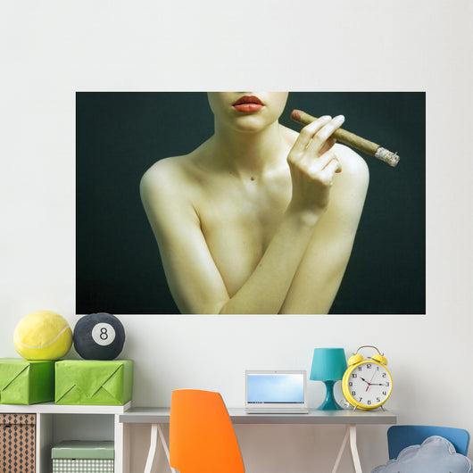 Elegant Smoking Woman Wall Decal