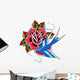 Rose and Bird Emblem Wall Mural