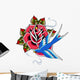 Rose and Bird Emblem Wall Mural
