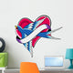 Heart and Bird Ribbon Wall Mural