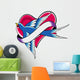 Heart and Bird Ribbon Wall Mural