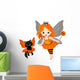 Cute Halloween baby fairy and cat Wall Decal