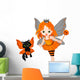 Cute Halloween baby fairy and cat Wall Decal