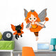 Cute Halloween baby fairy and cat Wall Decal