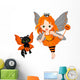 Cute Halloween baby fairy and cat Wall Decal