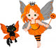 Cute Halloween baby fairy and cat Wall Decal