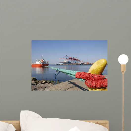 Container Port Scenery with Wall Decal