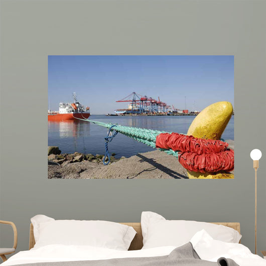 Container Port Scenery with Wall Decal