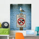 Seagull Perched Atop Wildlife Sign Wall Mural