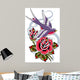 Swallow Rose Tattoo Wall Decal