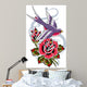 Swallow Rose Tattoo Wall Decal