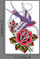 Swallow Rose Tattoo Wall Decal