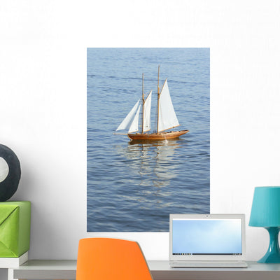 Sailing Ship Model Wall Mural shown on a wall