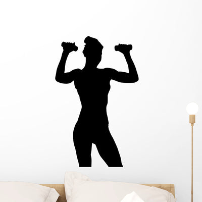 Attractive Woman Exercising Wall Decal shown on a wall