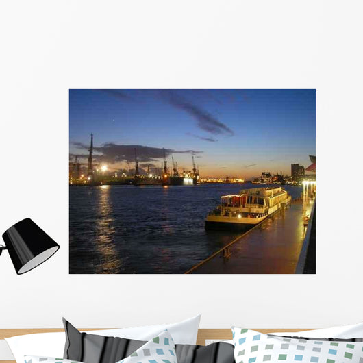 Hamburg Harbour Night Wall Decal