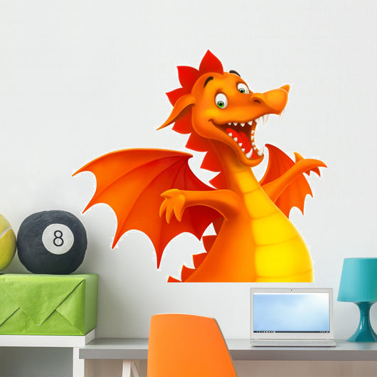 Vector Cute Cartoon Dragon Wall Decal