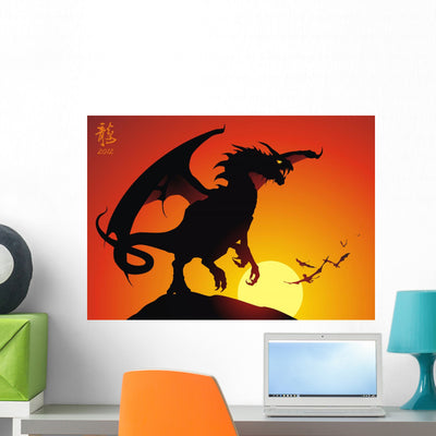 Dragon Wall Mural shown on a wall