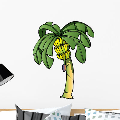 Banana Palm Tree Wall Decal shown on a wall