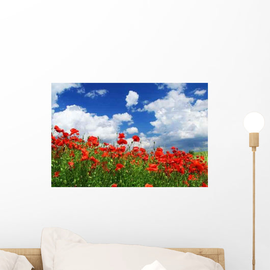Field Red Poppies with Wall Decal