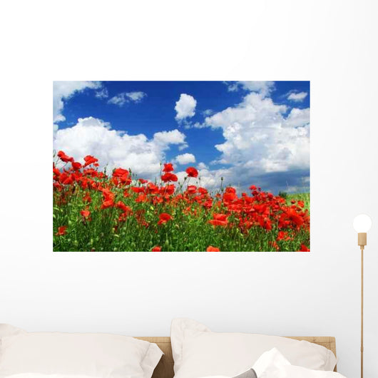 Field Red Poppies with Wall Decal