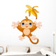 Funny Monkey Catching Banana Wall Mural