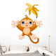 Funny Monkey Catching Banana Wall Mural