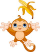 Funny Monkey Catching Banana Wall Mural