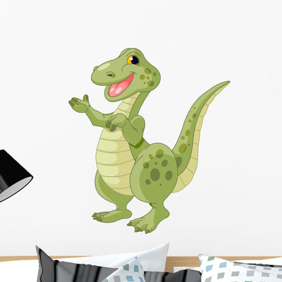 Cute Dinosaur Wall Decal shown on a wall