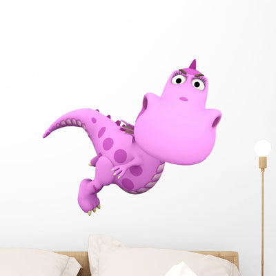 Baby Dragon Pink Big Wall Decal shown on a wall