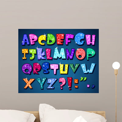 Sparkling Alphabet Wall Mural shown on a wall