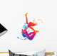 The dancing girl with colorful spots and splashes on white Wall Decal