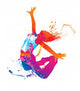 The dancing girl with colorful spots and splashes on white Wall Decal