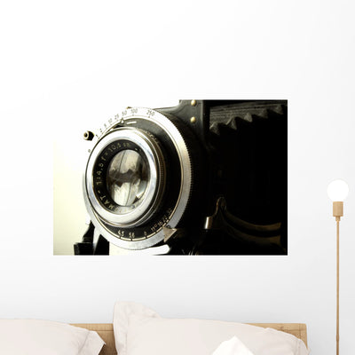 Antique Camera Wall Mural shown on a wall