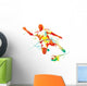 Soccer player kicks the ball. Vector illustration. Wall Decal