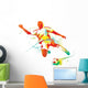 Soccer player kicks the ball. Vector illustration. Wall Decal
