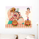 Guys with Hamburgers Cartoon Wall Mural