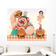 Guys with Hamburgers Cartoon Wall Mural
