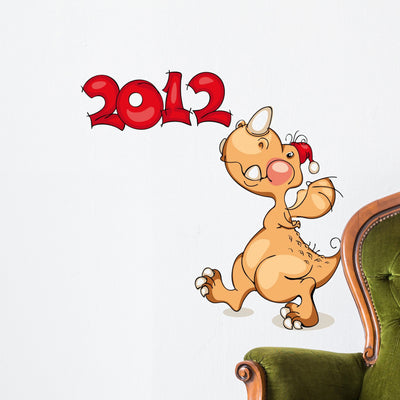Cute Dragon Wall Decal shown on a wall