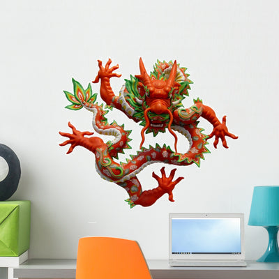 Chinese Dragon Wall Decal shown on a wall
