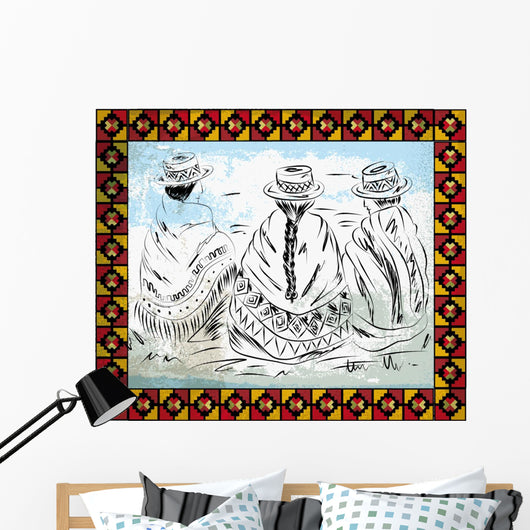 indigenous Women illustration Wall Mural
