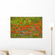 Shining red poppies with bluebottles and canola Wall Mural
