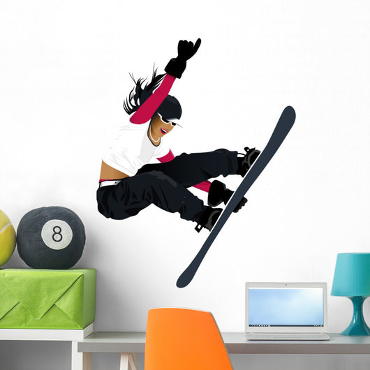 Women Snowboard Wall Decal