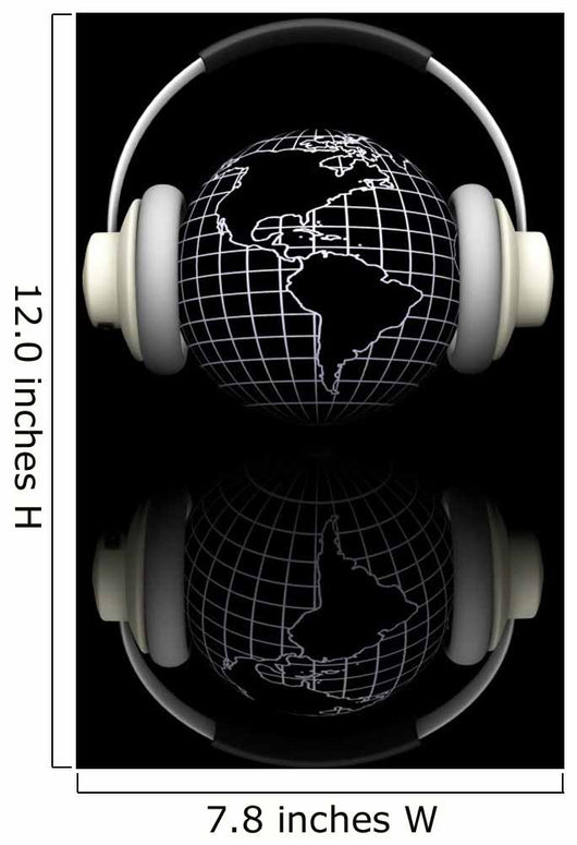 Render Globe with Headphones Wall Mural
