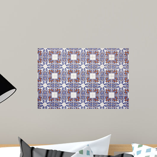 Blue-brown Tile Wall Mural