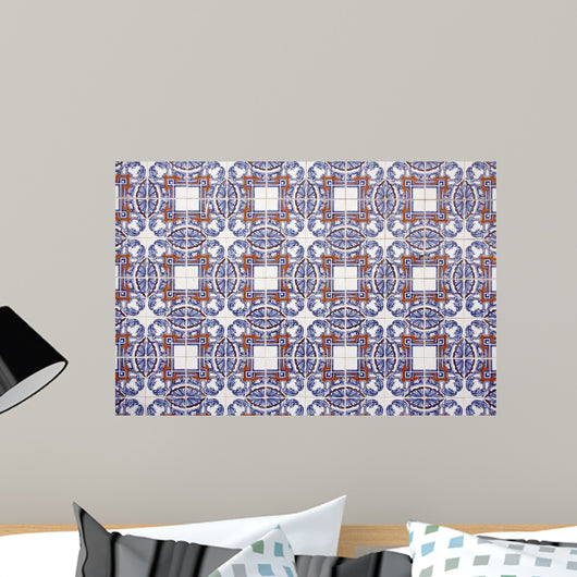 Blue-brown Tile Wall Mural